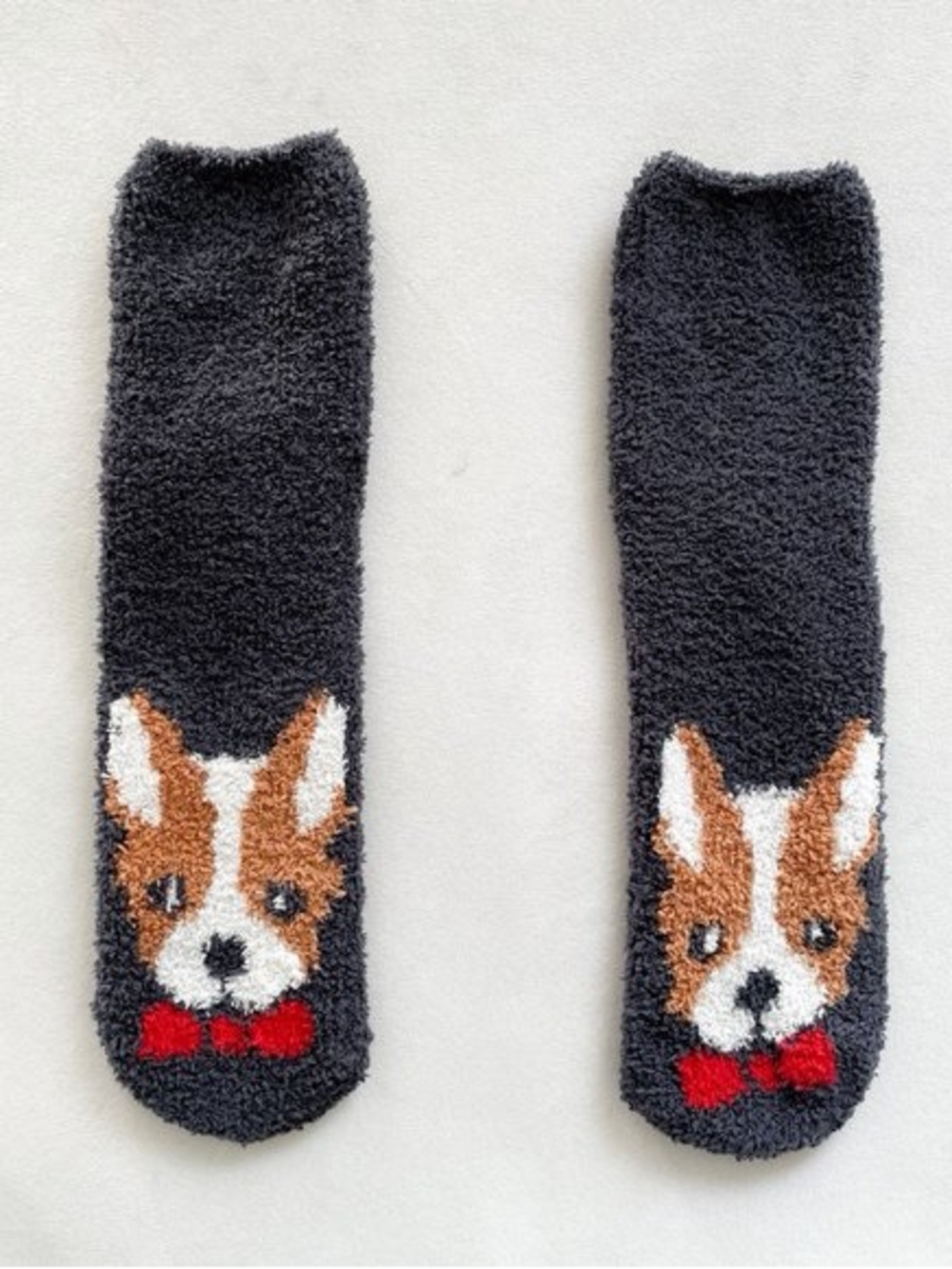 Old Navy Adult Fuzzy Dark Gray Dog Socks